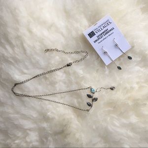 Shimmery Droplet Earrings & Droplet Necklace